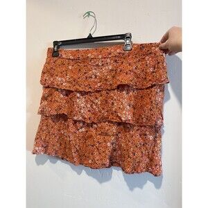 Cotton On Smocked Tiered Orange Mini Skirt XL